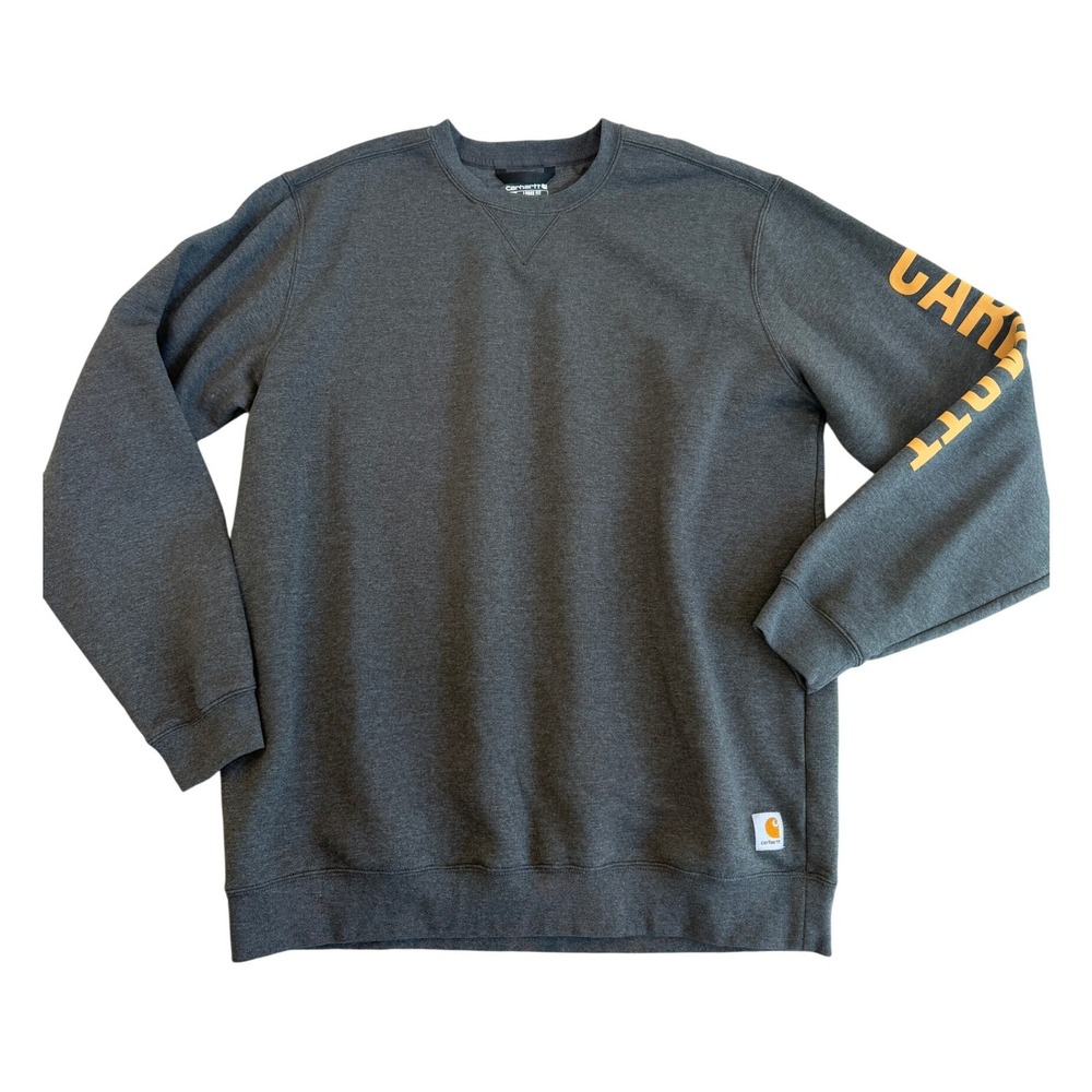 Carhartt Mens XL Tall Carbon Heather Gray Graphic Sleeve Crew neck Sweatshirt